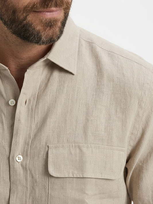 Camisa con bolsillos lino/algod