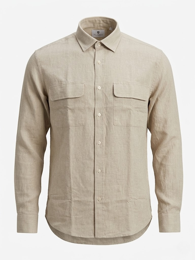 Camisa con bolsillos lino/algod