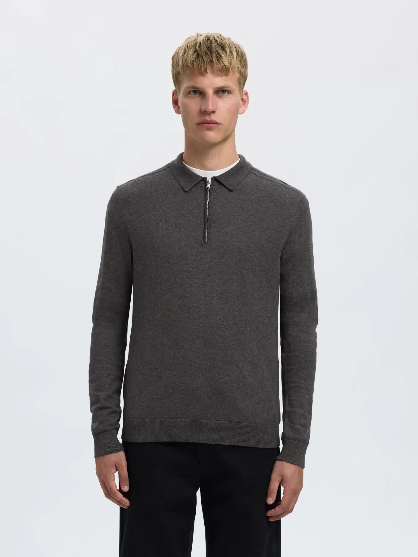 Jersey Polo Hombre – Algodón Orgánico, Cremallera Media, Corte Regular