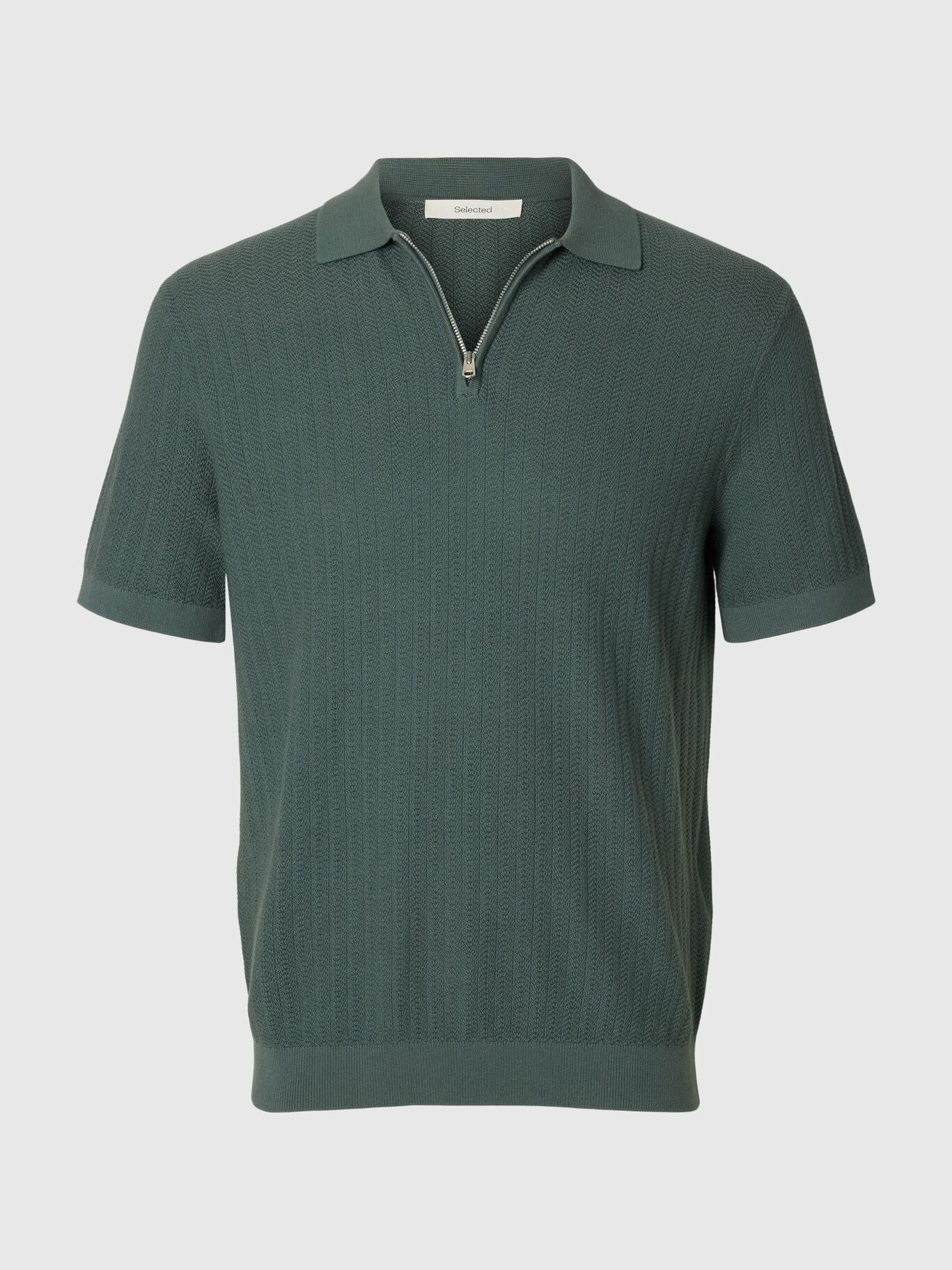 Short-sleeved knit polo shirt