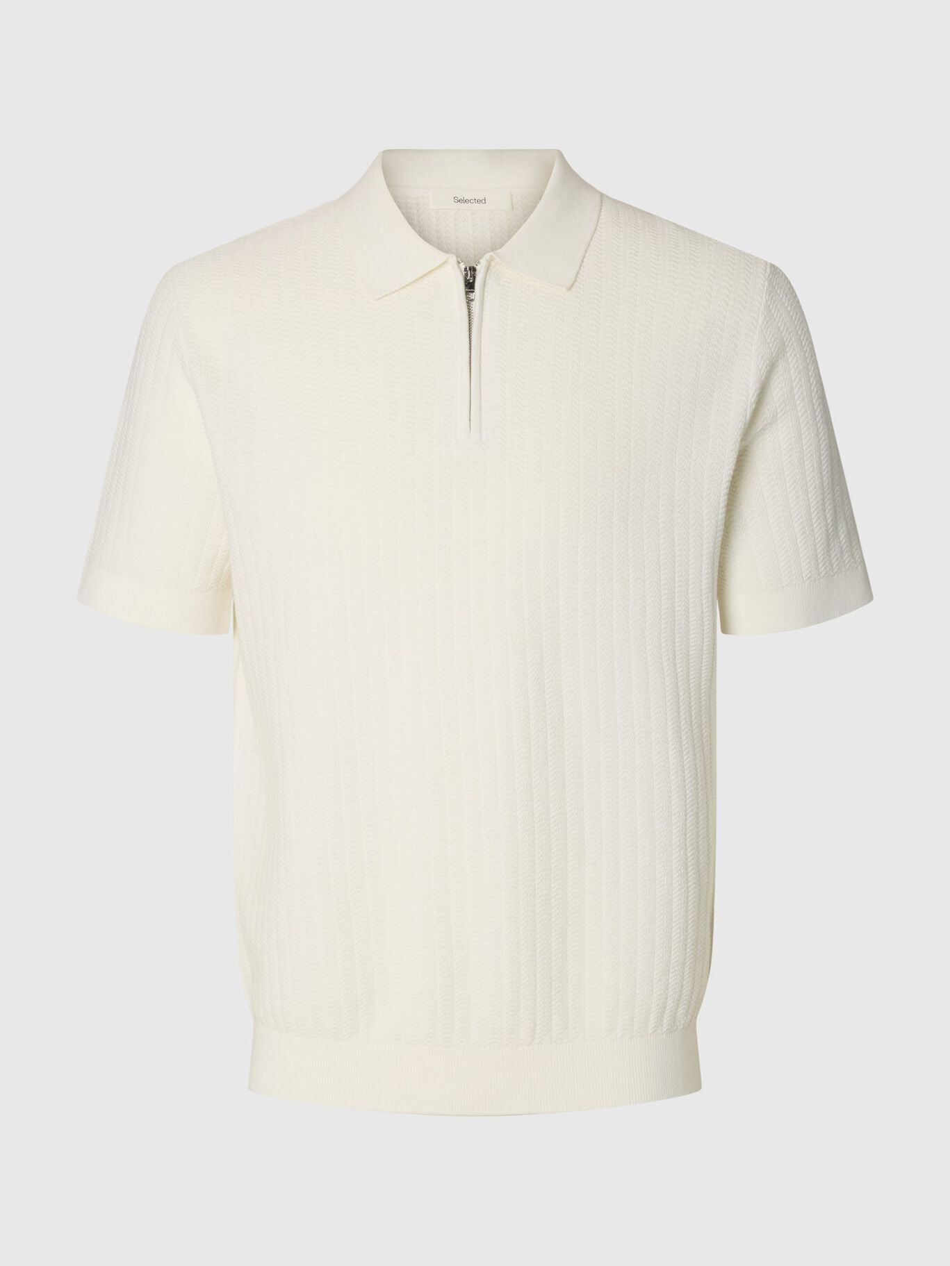 Short-sleeved knit polo shirt