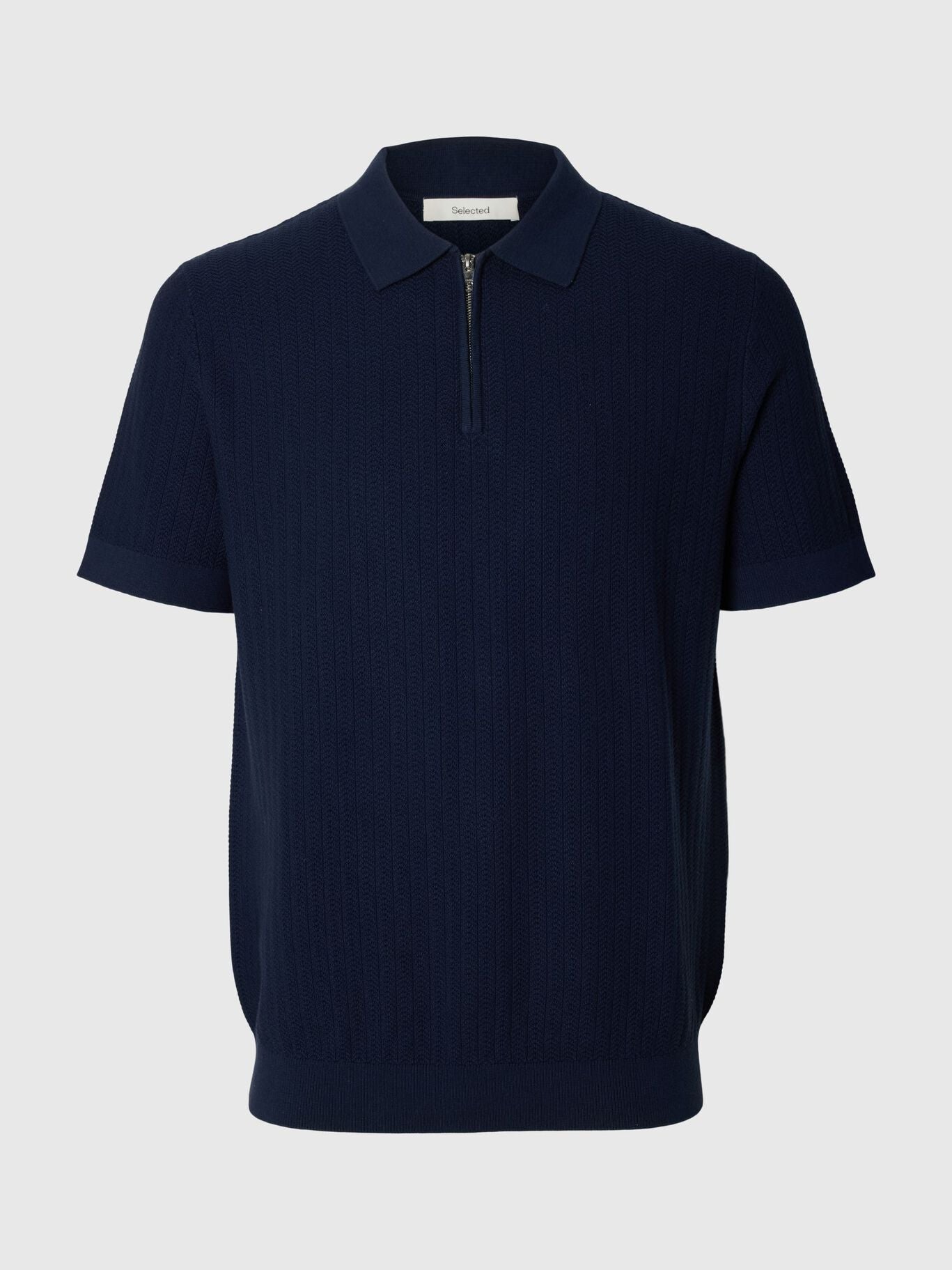 Short-sleeved knit polo shirt