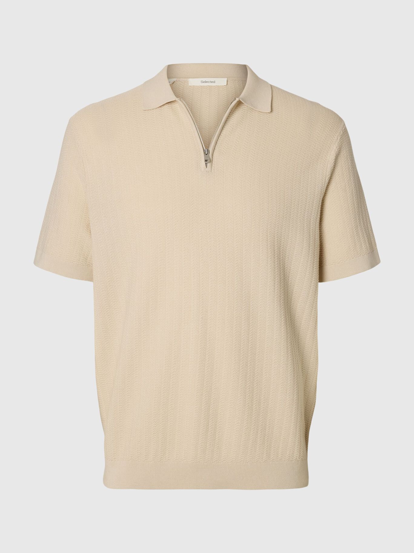 Short-sleeved knit polo shirt