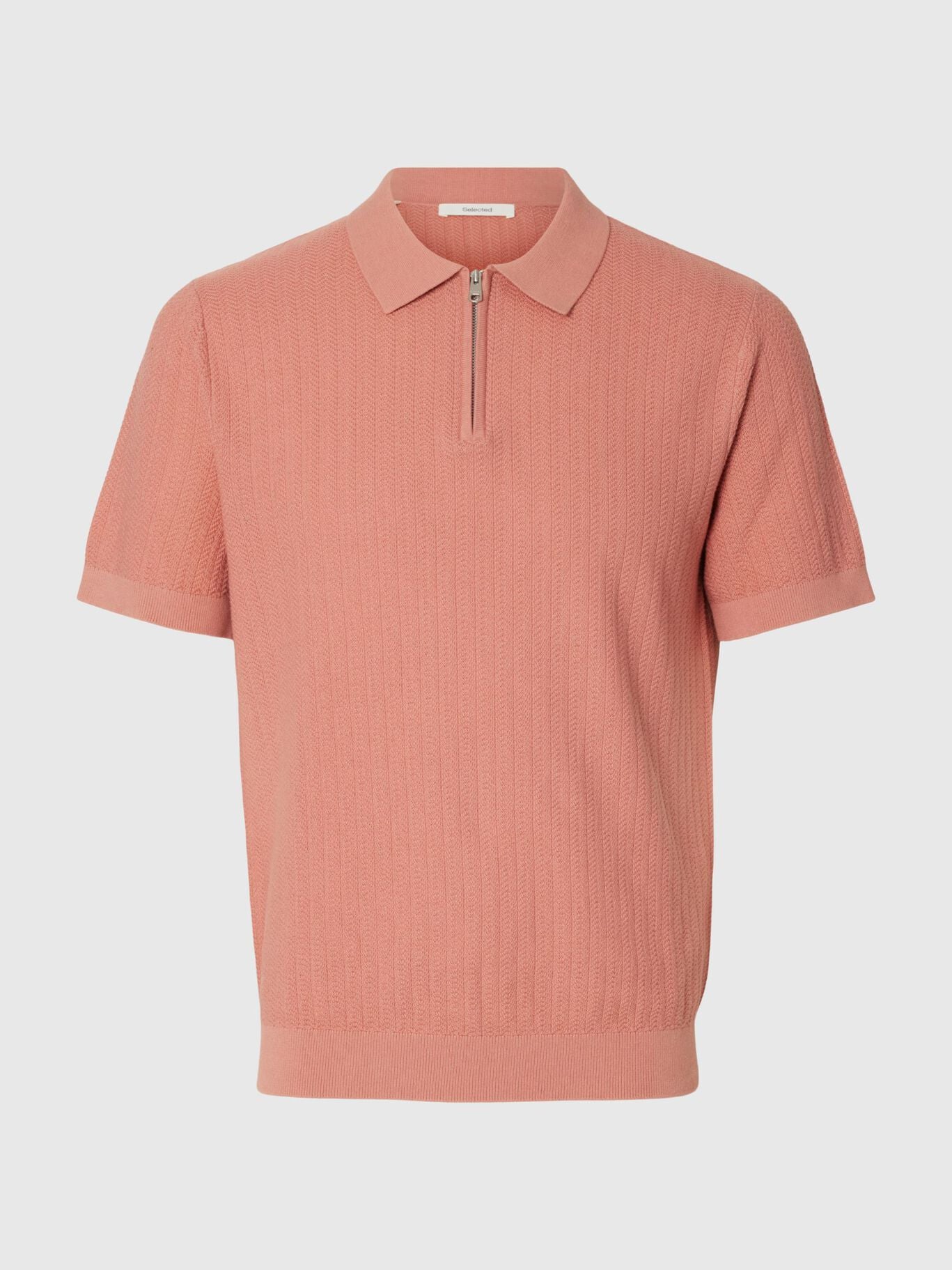 Short-sleeved knit polo shirt