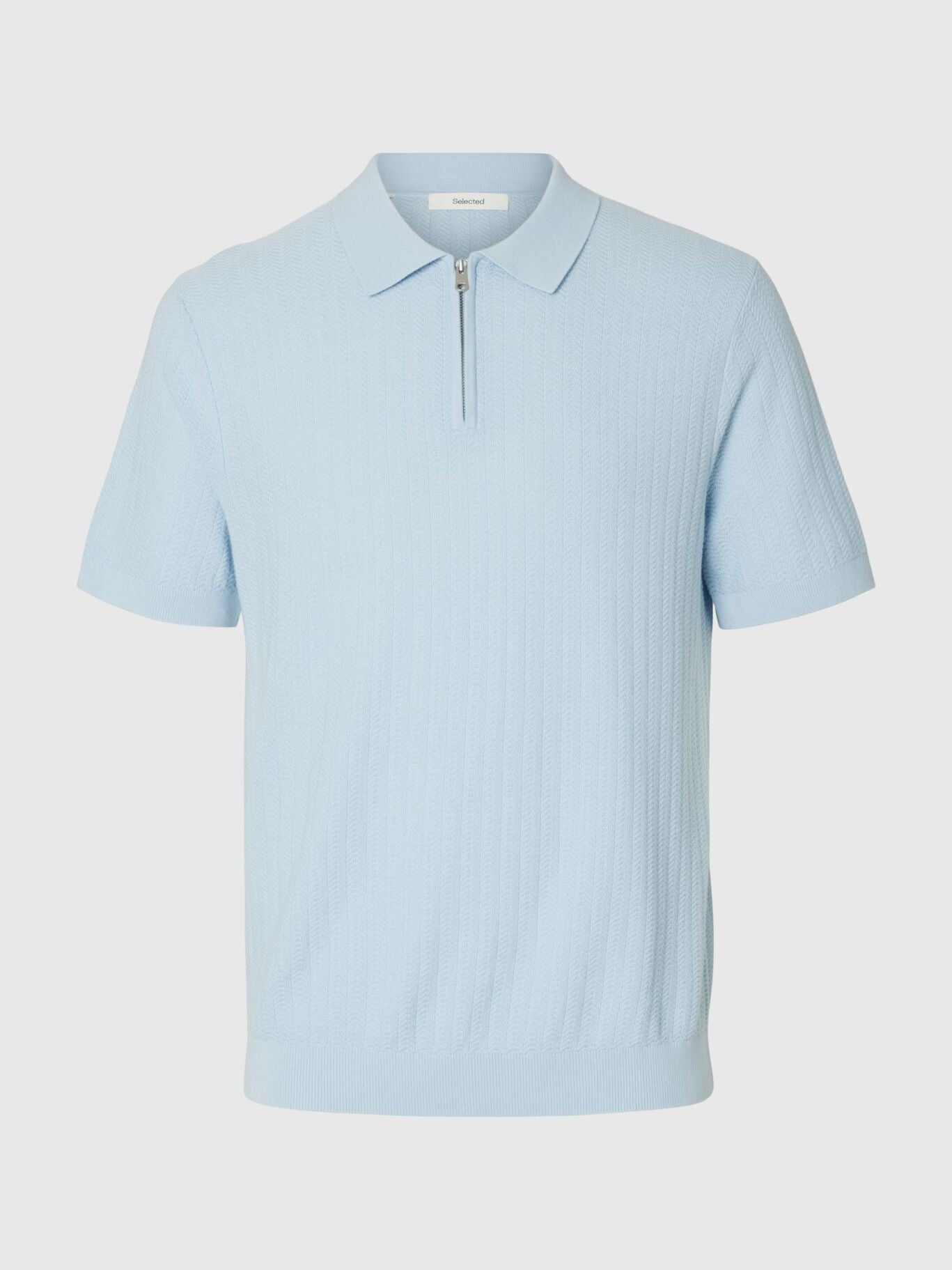 Short-sleeved knit polo shirt