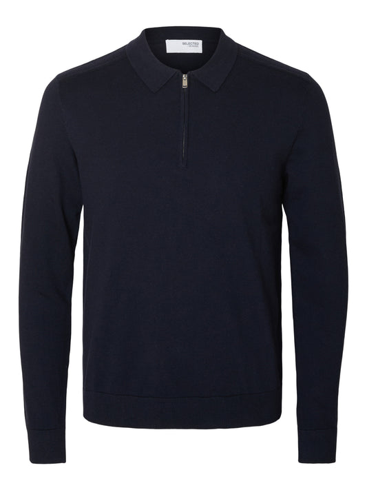 Jersey Polo Hombre – Algodón Orgánico, Cremallera Media, Corte Regular