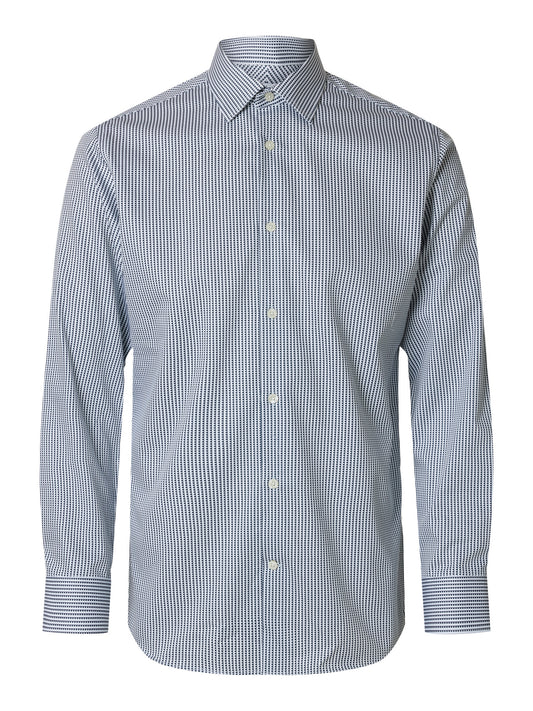 Camisa Slim Fit – Algodón Orgánico, Estampado Integral y Manga Larga