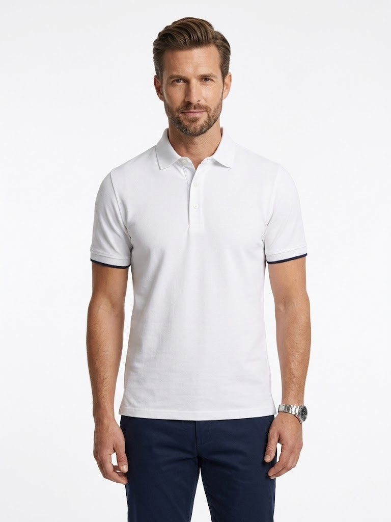 Polo Pique Manga Texturizada