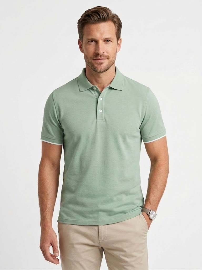 Polo Pique Manga Texturizada