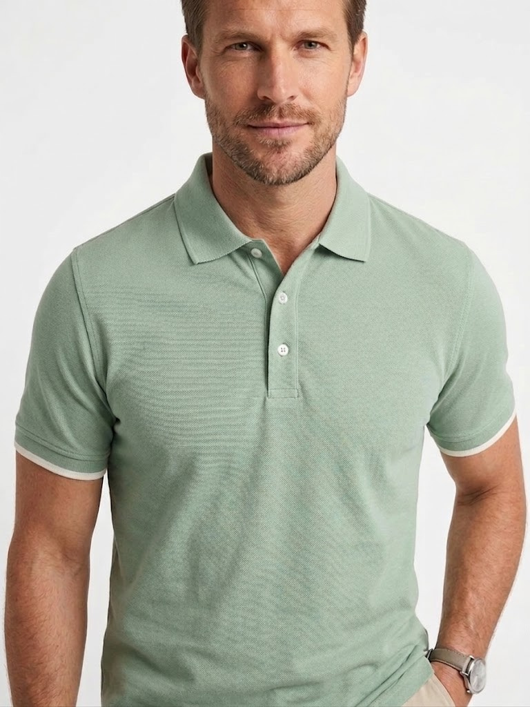 Polo Pique Manga Texturizada