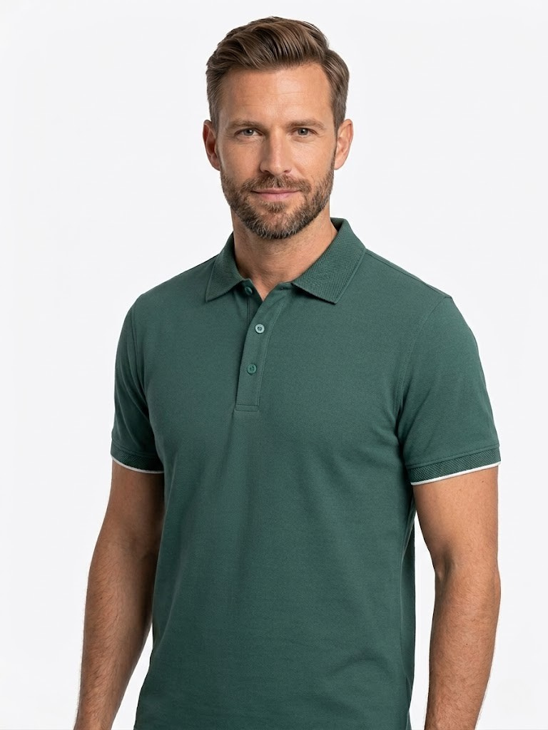 Polo Pique Manga Texturizada