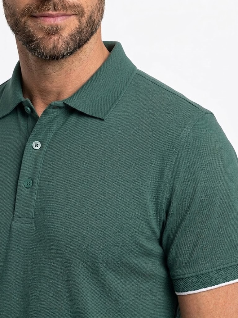 Polo Pique Manga Texturizada
