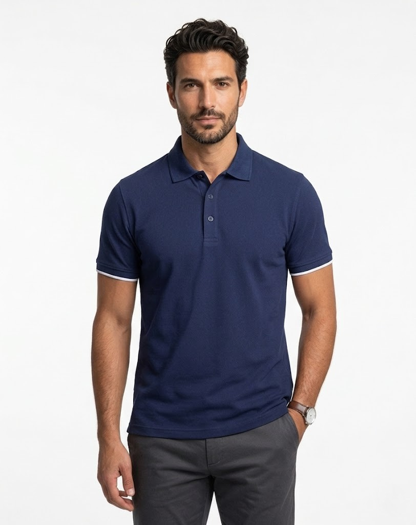 Polo Pique Manga Texturizada