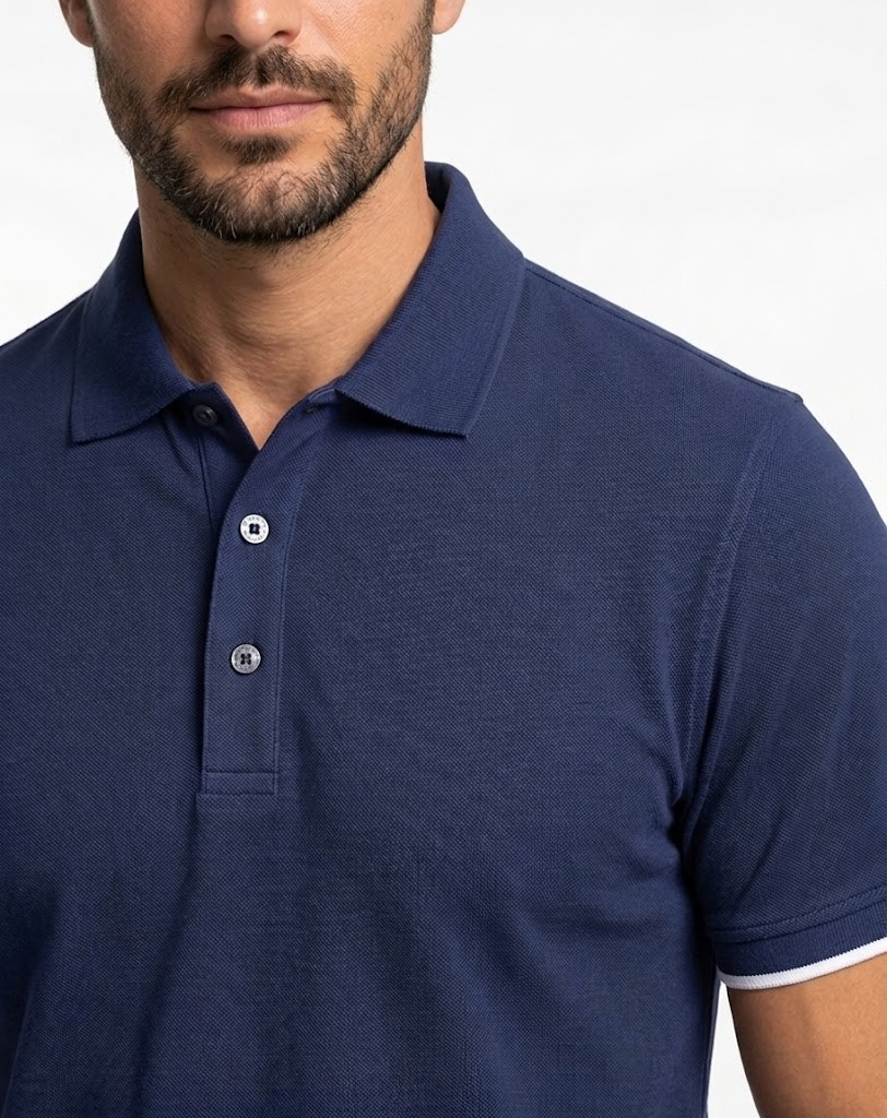 Polo Pique Manga Texturizada