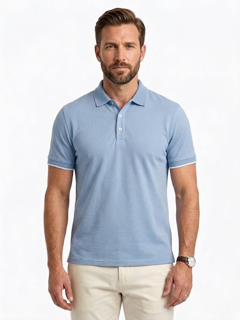 Polo Pique Manga Texturizada