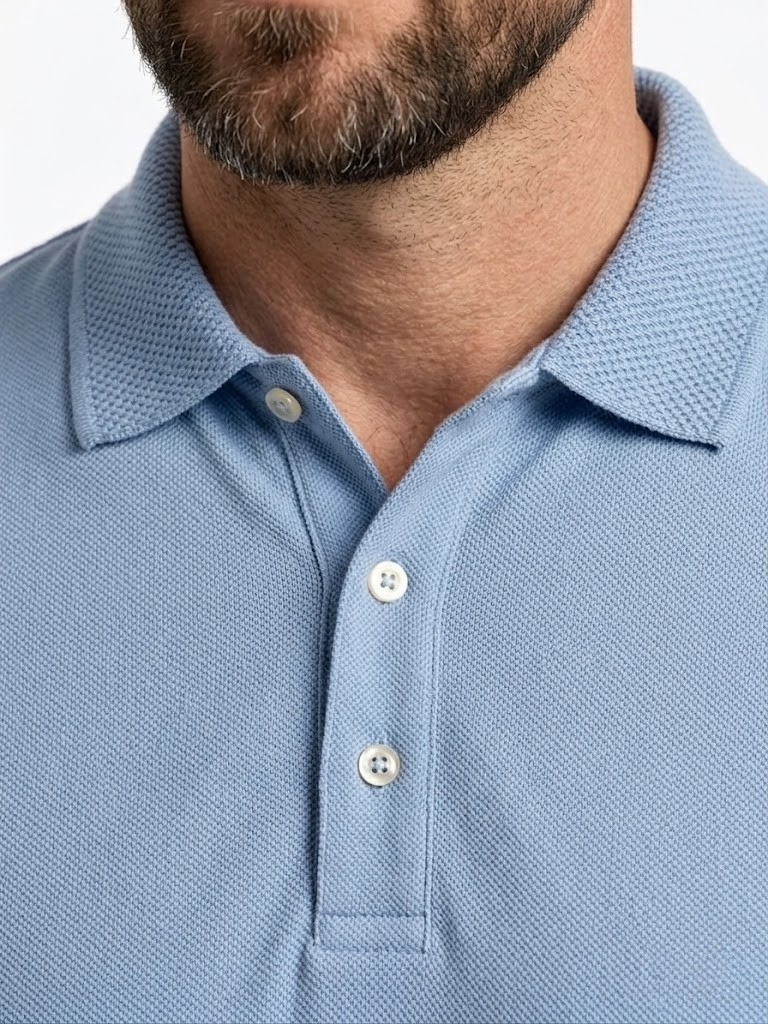 Polo Pique Manga Texturizada