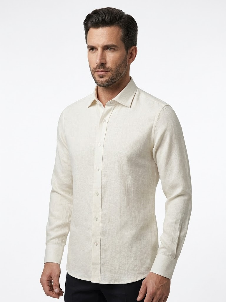 Camisa Lisa Lino/Algodón