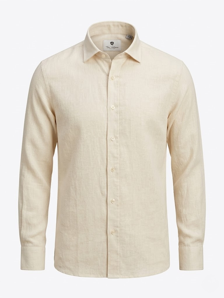 Camisa Lisa Lino/Algodón