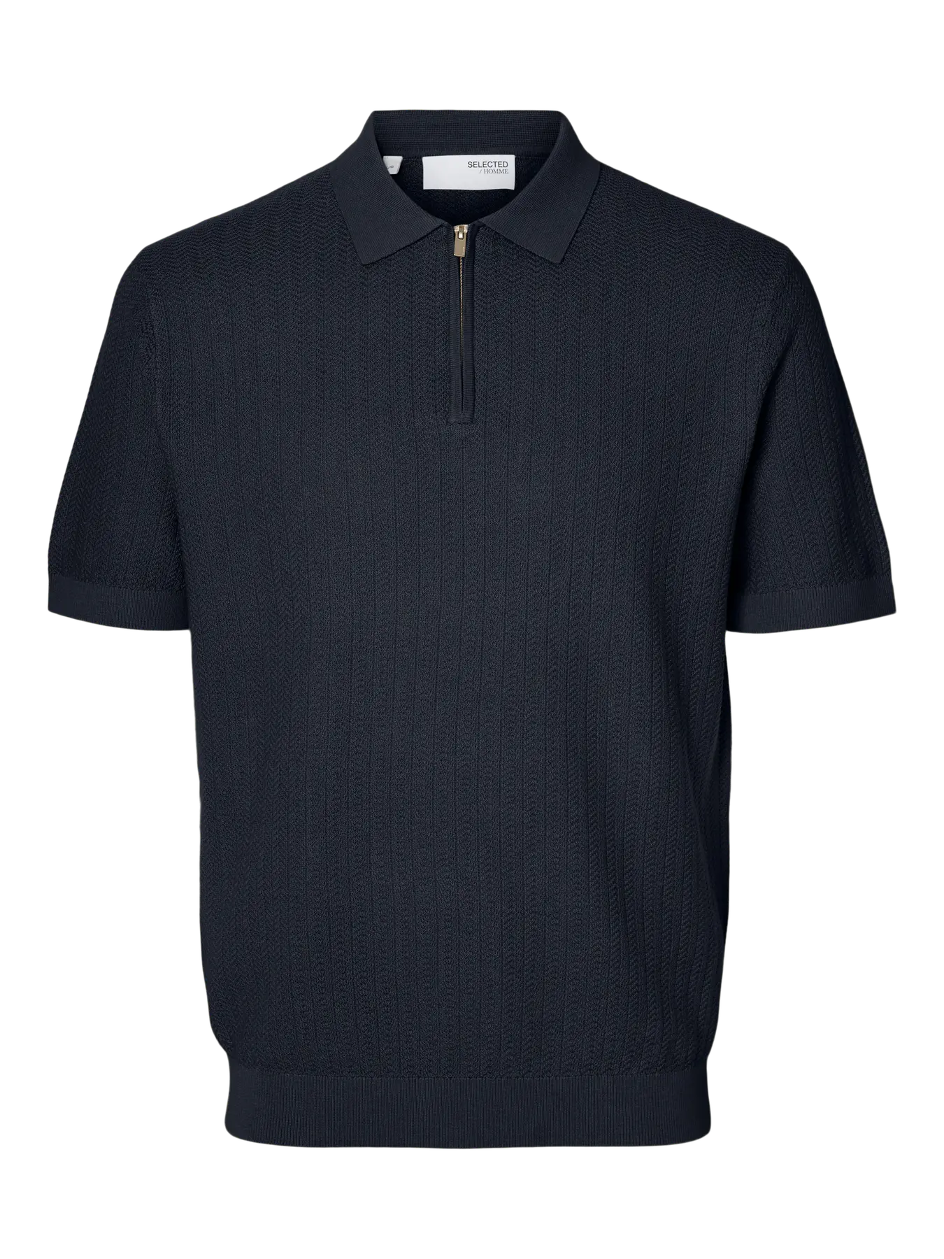 Short-sleeved knit polo shirt